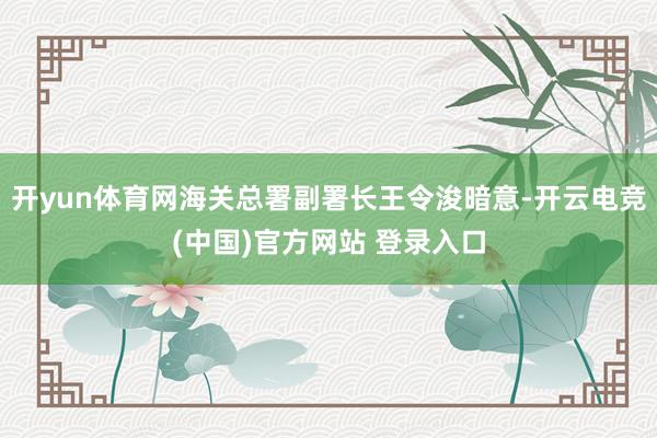 开yun体育网海关总署副署长王令浚暗意-开云电竞(中国)官方网站 登录入口