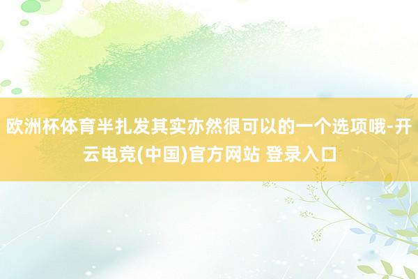 欧洲杯体育半扎发其实亦然很可以的一个选项哦-开云电竞(中国)官方网站 登录入口