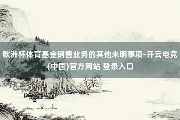 欧洲杯体育基金销售业务的其他未明事项-开云电竞(中国)官方网站 登录入口